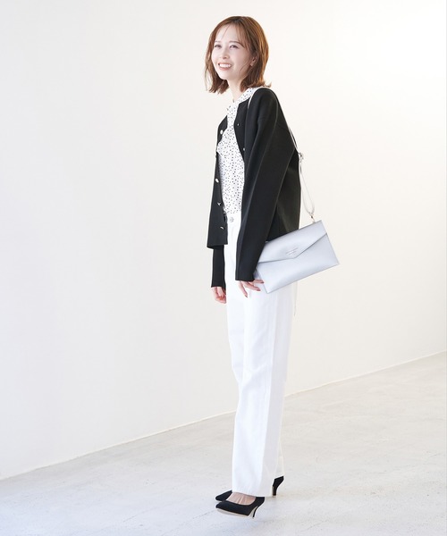 ROPE' PICNIC(ロペピクニック)の「洗濯機OK/ミラノリブコンパクトカーディガン(カーディガン/ボレロ・レディース・ターコイズブルー/オフホワイト/ブラック/ホワイト系その他5/ピンク系その他・38)」の19枚目の写真