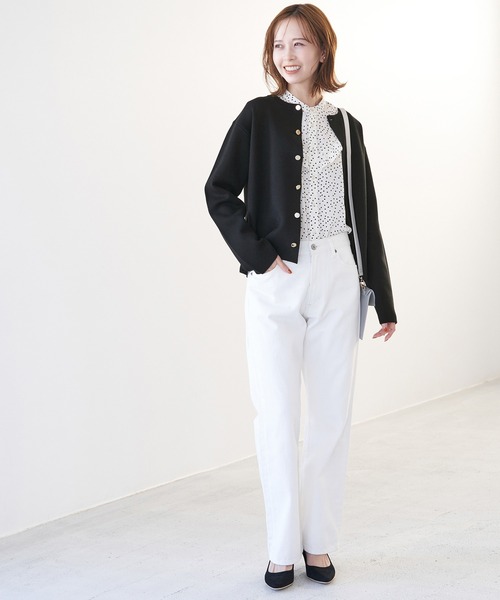 ROPE' PICNIC(ロペピクニック)の「洗濯機OK/ミラノリブコンパクトカーディガン(カーディガン/ボレロ・レディース・ターコイズブルー/オフホワイト/ブラック/ホワイト系その他5/ピンク系その他・38)」の20枚目の写真