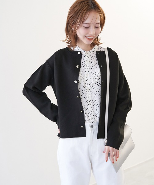 ROPE' PICNIC(ロペピクニック)の「洗濯機OK/ミラノリブコンパクトカーディガン(カーディガン/ボレロ・レディース・ターコイズブルー/オフホワイト/ブラック/ホワイト系その他5/ピンク系その他・38)」の21枚目の写真