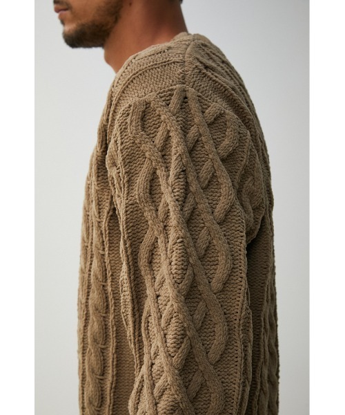 AZUL by moussy（アズールバイマウジー）の「CHENILLE CABLE KNIT/シェニールケーブルニット（ニット/セーター・メンズ・ベージュ/ブラック・SMALL/MEDIUM/LARGE）」の11枚目の写真