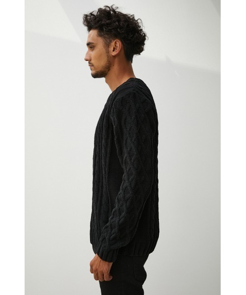 AZUL by moussy（アズールバイマウジー）の「CHENILLE CABLE KNIT/シェニールケーブルニット（ニット/セーター・メンズ・ベージュ/ブラック・SMALL/MEDIUM/LARGE）」の19枚目の写真