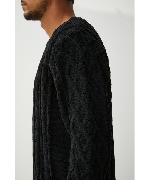 AZUL by moussy（アズールバイマウジー）の「CHENILLE CABLE KNIT/シェニールケーブルニット（ニット/セーター・メンズ・ベージュ/ブラック・SMALL/MEDIUM/LARGE）」の22枚目の写真