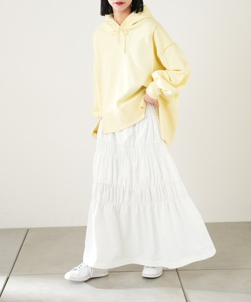 CIAOPANIC TYPY(チャオパニックティピー)の「シャーリングスカート(スカート・レディース・ホワイト/ベージュ/ブラック・ONE SIZE)」の17枚目の写真