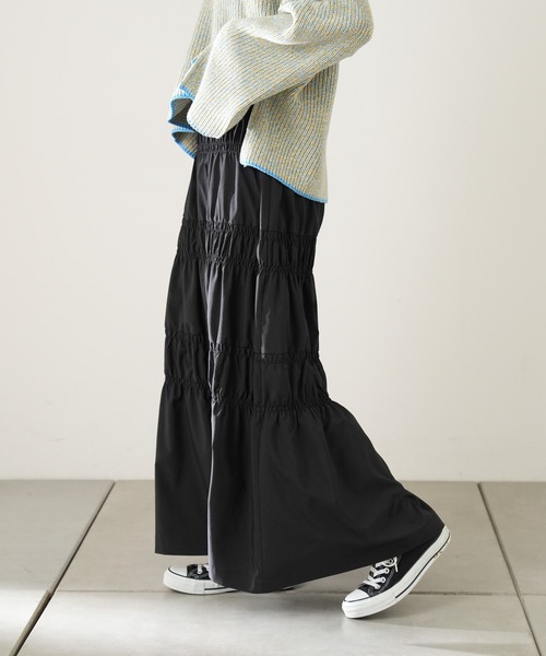 CIAOPANIC TYPY(チャオパニックティピー)の「シャーリングスカート(スカート・レディース・ホワイト/ベージュ/ブラック・ONE SIZE)」の9枚目の写真