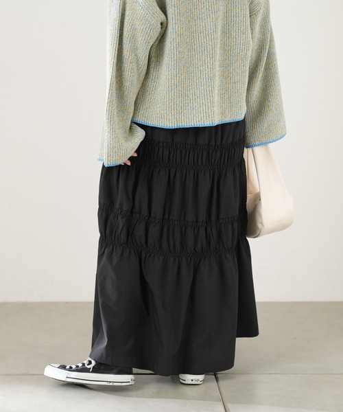 CIAOPANIC TYPY(チャオパニックティピー)の「シャーリングスカート(スカート・レディース・ホワイト/ベージュ/ブラック・ONE SIZE)」の5枚目の写真