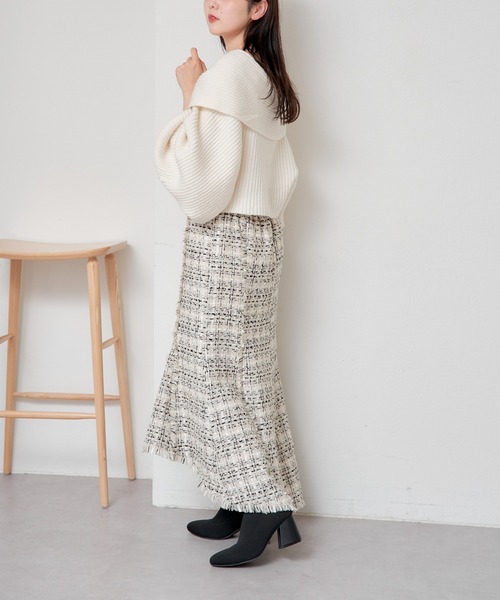 【WEB限定/REVIVAL】ツイードタイトマーメイドロングスカート Chico（チコ）の「【WEB限定/REVIVAL】ツイードタイトマーメイド