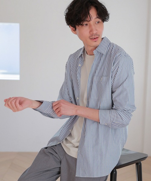 GLOBAL WORK（グローバルワーク）の「サラサマシャツ/レギュラーカラー/163410（シャツ/ブラウス・メンズ・チャコールグレー/ライトグレー/ライトブルー/ネイビー/ブルー/グリーン/ライトグリーン/グレー系その他4/ブルー系その他7/ダークブルー・MEDIUM/X-LARGE/SMALL/LARGE）」の7枚目の写真