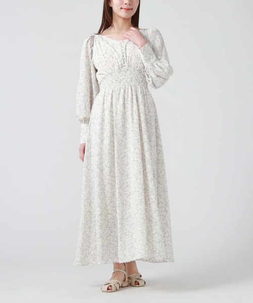 archives(アルシーヴ)の「花柄長袖ワンピース(ワンピース・レディース・アイボリー/ブラック/ブルー・MEDIUM)」の13枚目の写真