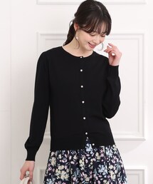 couture brooch | パール調釦クルーネックカーディガン(カーディガン/ボレロ)