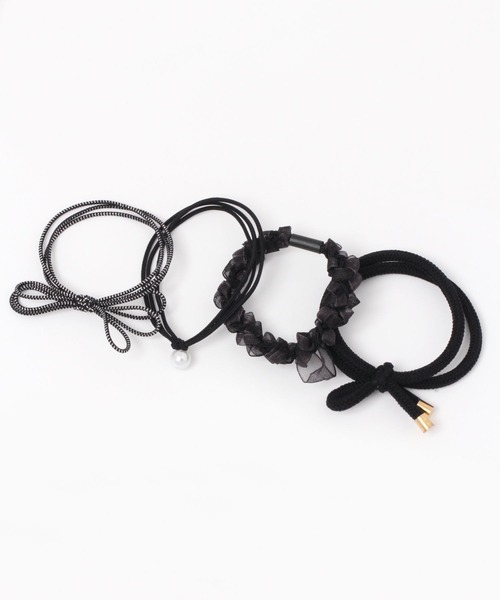 LAKOLE（ラコレ）の「カラーMIXヘアゴム[4P] / 183658（ヘアゴム・レディース・グレー/ブラック/オレンジ/グリーン/ベージュ/ブラウン・FREE）」の2枚目の写真