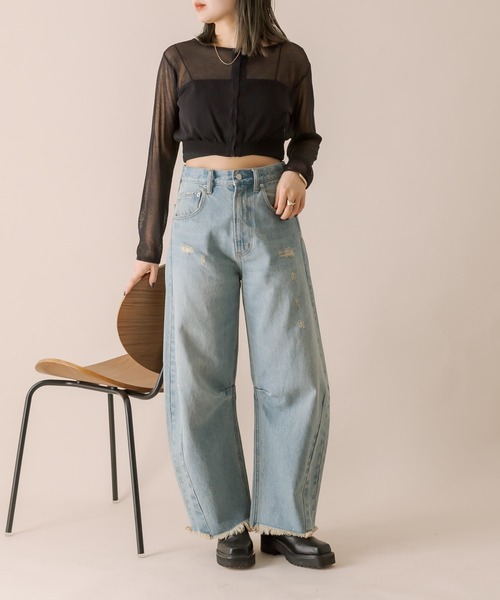 mline（エムライン）の「[mline]シアーニットショートカーディガン（ニット/セーター・レディース・ブラック/ベージュ/グリーン・FREE）」の17枚目の写真