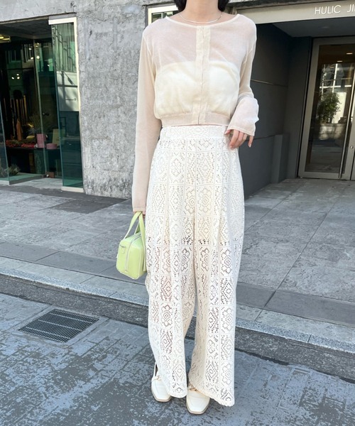 mline（エムライン）の「[mline]シアーニットショートカーディガン（ニット/セーター・レディース・ブラック/ベージュ/グリーン・FREE）」の10枚目の写真