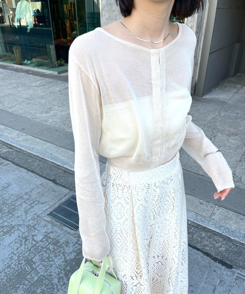 mline（エムライン）の「[mline]シアーニットショートカーディガン（ニット/セーター・レディース・ブラック/ベージュ/グリーン・FREE）」の20枚目の写真