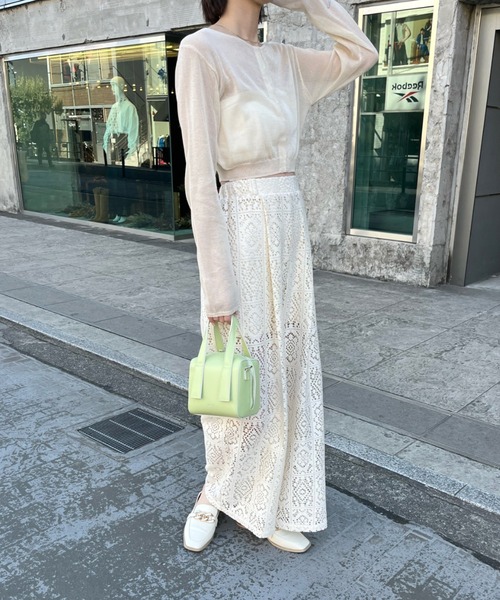 mline（エムライン）の「[mline]シアーニットショートカーディガン（ニット/セーター・レディース・ブラック/ベージュ/グリーン・FREE）」の7枚目の写真