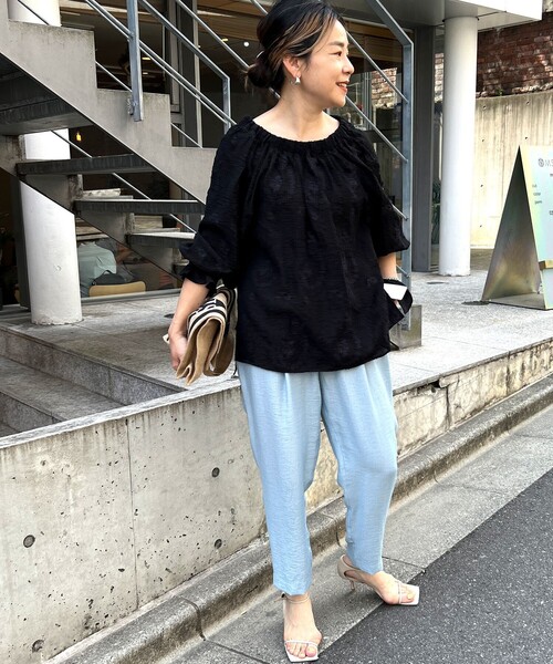 NOLLEY’S（ノーリーズ）の「◇【WEB限定】ジュピターインゴムテーパードパンツ（その他パンツ・レディース・サックスブルー/インディゴブルー/ベージュ/ブラック/ラベンダー/ピンク・34/38/36/40）」の15枚目の写真