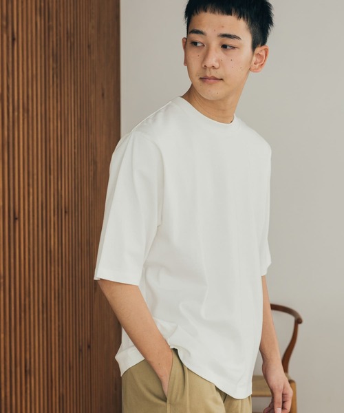 FORK&SPOON（フォークアンドスプーン）の「FORK&SPOON　クルーネック5分袖Tシャツ（Tシャツ/カットソー・メンズ・ホワイト/ブルー系その他/ベージュ/ブラック・4/5）」の2枚目の写真