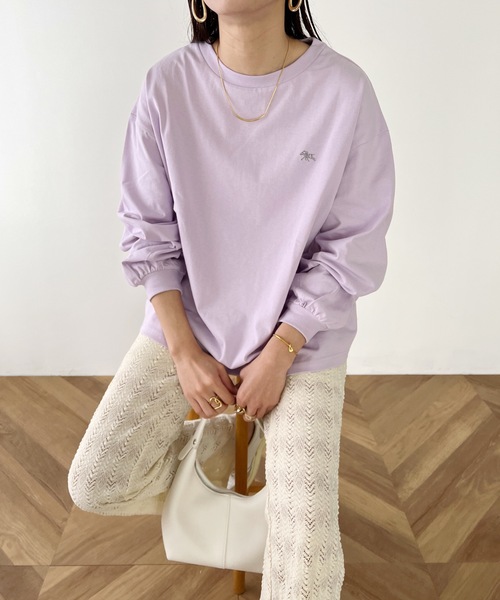 POLOCHAMPS（ポロチャンプス）の「【POLOCHAMPS/ポロチャンプス】別注 ワンポイント刺繍 ボリューム袖 ロングTシャツ（Tシャツ/カットソー・レディース・ホワイト/ライトグレー/ブラック/ライラック・FREE）」の18枚目の写真