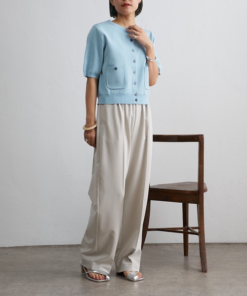 【新品・未使用】Omekashi 半袖強撚スウェットライクポケットカーディガン Omekashi（オメカシ）の「半袖強撚スウェットライクポケット