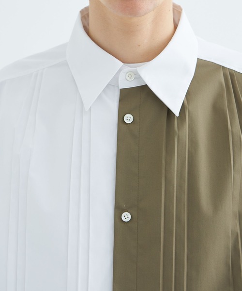 LiNoH（リノー）の「【LiNoH】PLEATS L/S SHIRT/バイカラー