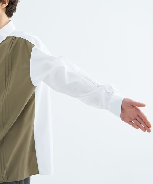 LiNoH（リノー）の「【LiNoH】PLEATS L/S SHIRT/バイカラー