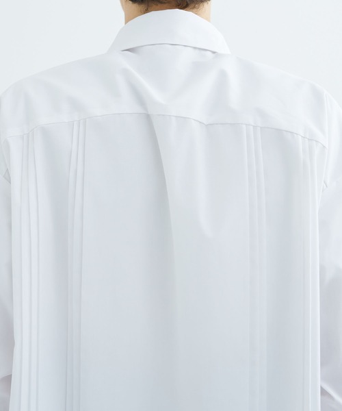 未使用 LiNoH バイカラー プリーツ ボックスシャツ STUDIOUS LiNoH（リノー）の「【LiNoH】PLEATS L/S SHIRT/バイカラー