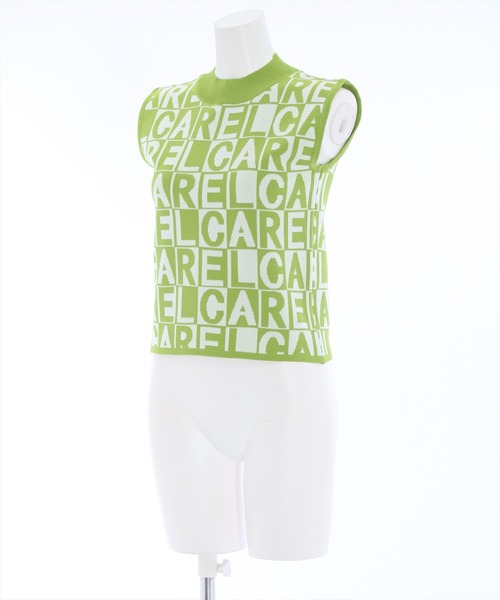 clear（クリア）の「ブロックチェックロゴノースリーブニットトップス ［イニシャル アルファベット レイヤード 春ニット］（ニット/セーター・レディース・グリーン/ブラック/ブルーグレー・F）」の17枚目の写真