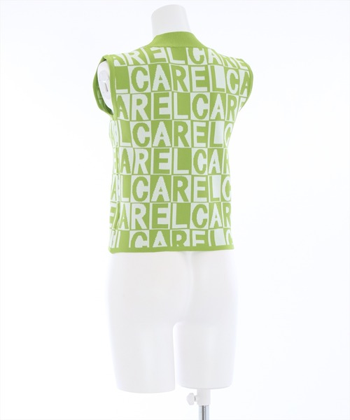 clear（クリア）の「ブロックチェックロゴノースリーブニットトップス ［イニシャル アルファベット レイヤード 春ニット］（ニット/セーター・レディース・グリーン/ブラック/ブルーグレー・F）」の19枚目の写真