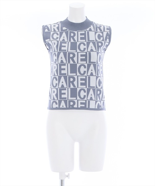 clear（クリア）の「ブロックチェックロゴノースリーブニットトップス ［イニシャル アルファベット レイヤード 春ニット］（ニット/セーター・レディース・グリーン/ブラック/ブルーグレー・F）」の15枚目の写真