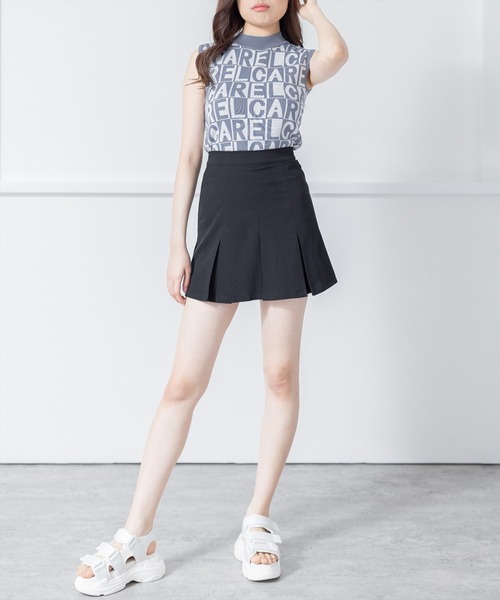 clear（クリア）の「ブロックチェックロゴノースリーブニットトップス ［イニシャル アルファベット レイヤード 春ニット］（ニット/セーター・レディース・グリーン/ブラック/ブルーグレー・F）」の5枚目の写真