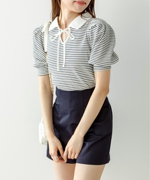 OLIVE des OLIVE | 白衿半袖プルオーバー(Tシャツ/カットソー)