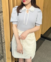 OLIVE des OLIVE | 白衿半袖プルオーバー(Tシャツ/カットソー)