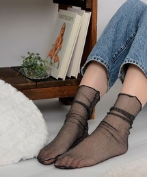 【float】キラキラ ラメ シースルー クルー丈ソックス【9色展開】