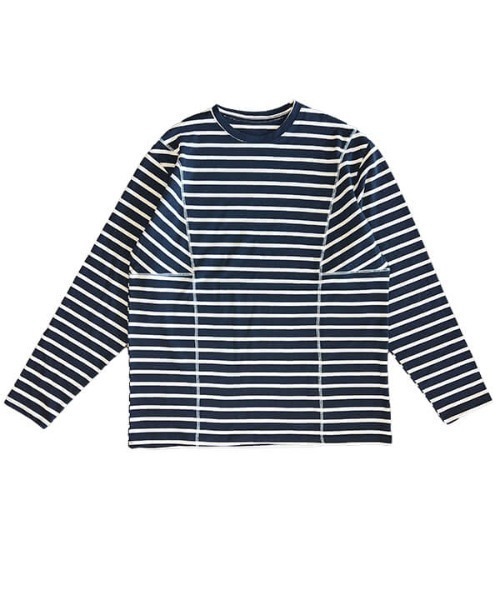 CREDONA(クレドナ)の「ステッチデザインビッグボーダーLS(Tシャツ/カットソー・レディース・ネイビー/アイボリー・FREE)」の12枚目の写真