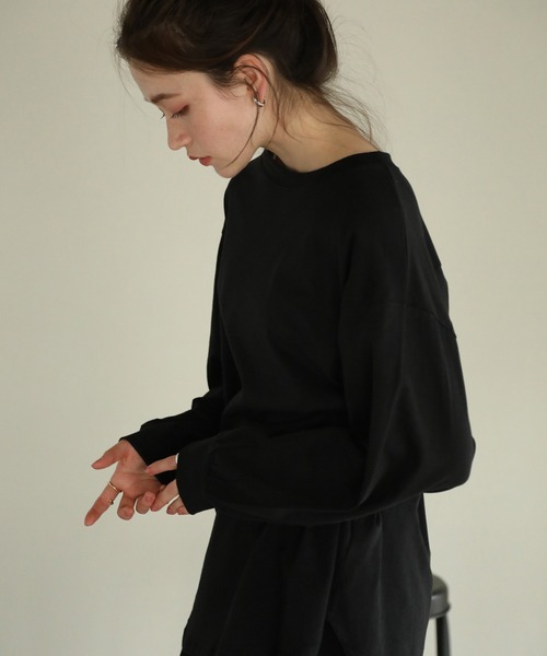 aity(アイティ)の「後ろボタンロングスリーブカットソー(Tシャツ/カットソー・レディース・チャコールグレー/グレー/オフホワイト/ブラック/カーキ・M)」の3枚目の写真