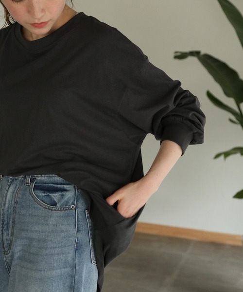 aity(アイティ)の「後ろボタンロングスリーブカットソー(Tシャツ/カットソー・レディース・チャコールグレー/グレー/オフホワイト/ブラック/カーキ・M)」の15枚目の写真