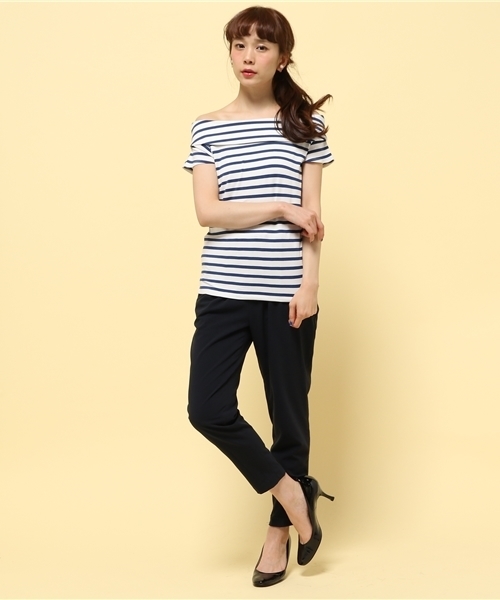 LIMITLESS LUXURY（リミットレスラグジュアリー）の「ボーダーオフショルダートップス◆（Tシャツ/カットソー・レディース・グレー/ブルー系その他・FREE）」の12枚目の写真