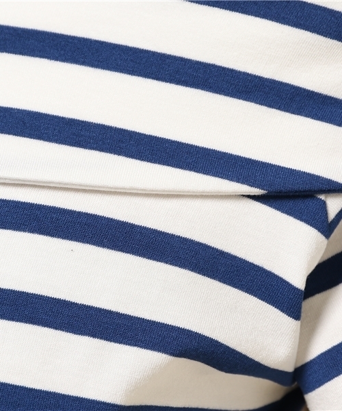 LIMITLESS LUXURY（リミットレスラグジュアリー）の「ボーダーオフショルダートップス◆（Tシャツ/カットソー・レディース・グレー/ブルー系その他・FREE）」の7枚目の写真