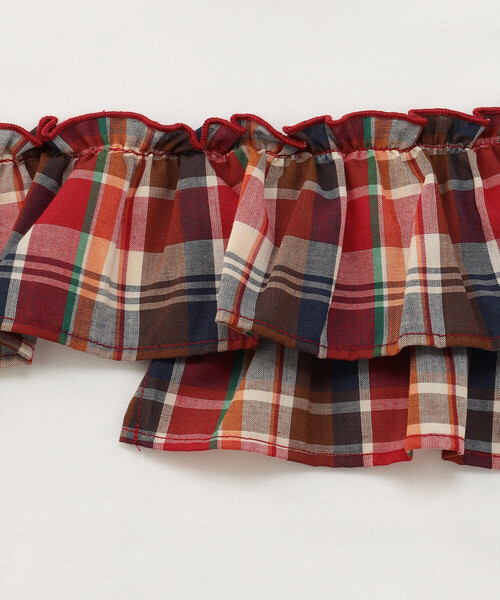 COMME CA ISM（コムサイズム）の「マドラスチェック　フリル半袖Tシャツ（Tシャツ/カットソー・キッズ・グリーン/ブラック/レッド・110cm/140cm/150cm/130cm/120cm）」の8枚目の写真