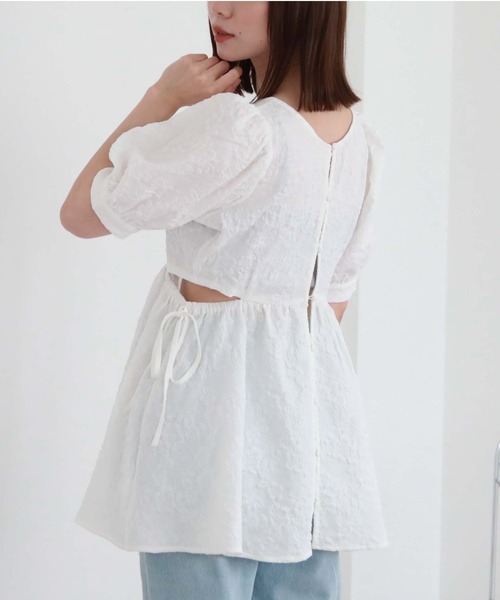 archives（アルシーヴ）の「ふくれＪＱカットアウトチュニック（シャツ/ブラウス・レディース・ミント/ブラック/オフホワイト・MEDIUM）」の2枚目の写真