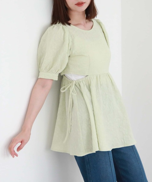 archives（アルシーヴ）の「ふくれＪＱカットアウトチュニック（シャツ/ブラウス・レディース・ミント/ブラック/オフホワイト・MEDIUM）」の3枚目の写真