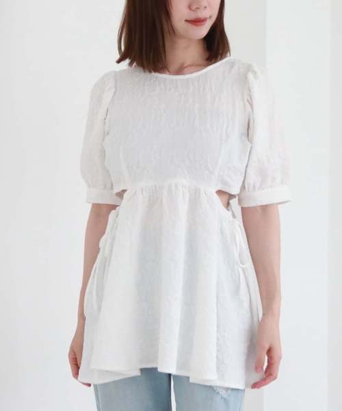 archives（アルシーヴ）の「ふくれＪＱカットアウトチュニック（シャツ/ブラウス・レディース・ミント/ブラック/オフホワイト・MEDIUM）」の14枚目の写真