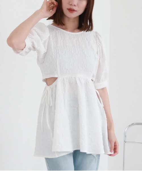 archives（アルシーヴ）の「ふくれＪＱカットアウトチュニック（シャツ/ブラウス・レディース・ミント/ブラック/オフホワイト・MEDIUM）」の16枚目の写真