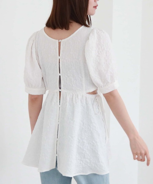 archives（アルシーヴ）の「ふくれＪＱカットアウトチュニック（シャツ/ブラウス・レディース・ミント/ブラック/オフホワイト・MEDIUM）」の18枚目の写真