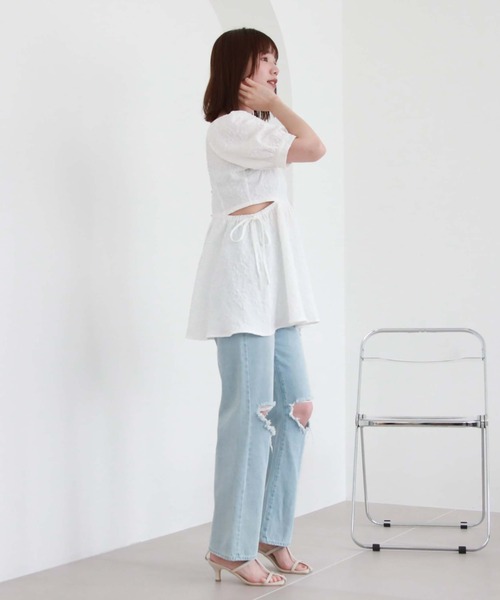 archives（アルシーヴ）の「ふくれＪＱカットアウトチュニック（シャツ/ブラウス・レディース・ミント/ブラック/オフホワイト・MEDIUM）」の20枚目の写真