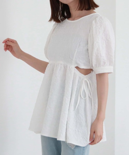 archives（アルシーヴ）の「ふくれＪＱカットアウトチュニック（シャツ/ブラウス・レディース・ミント/ブラック/オフホワイト・MEDIUM）」の17枚目の写真