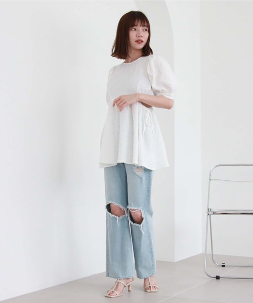 archives（アルシーヴ）の「ふくれＪＱカットアウトチュニック（シャツ/ブラウス・レディース・ミント/ブラック/オフホワイト・MEDIUM）」の19枚目の写真