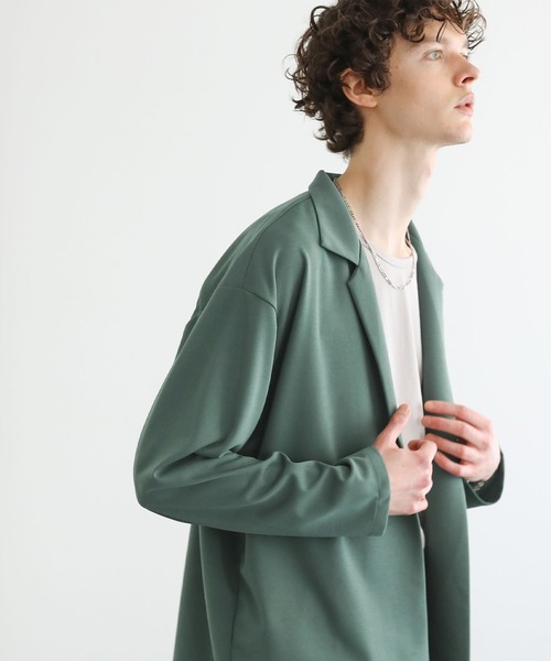 ASTRONOMY（アストロノミー）の「梨地ストレッチボタンレステーラードジャケット（テーラードジャケット・メンズ・グレー/ブラック/グリーン/ダークグレー/ベージュ・L/M）」の5枚目の写真