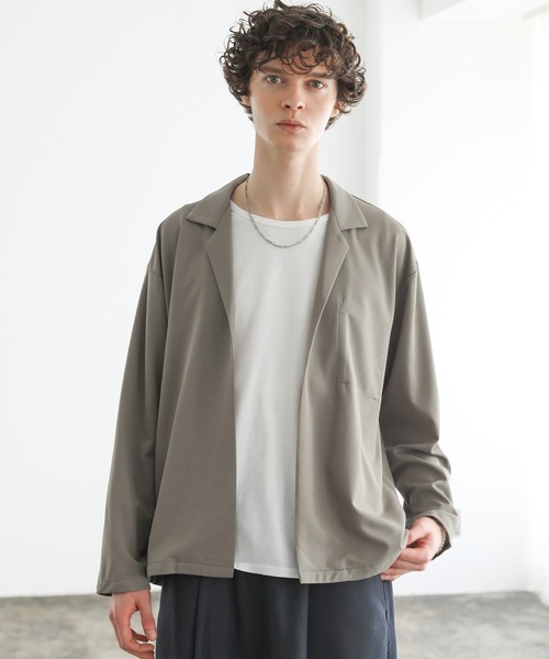 ASTRONOMY（アストロノミー）の「梨地ストレッチボタンレステーラードジャケット（テーラードジャケット・メンズ・グレー/ブラック/グリーン/ダークグレー/ベージュ・L/M）」の22枚目の写真