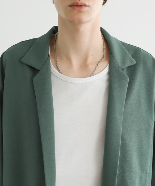 ASTRONOMY（アストロノミー）の「梨地ストレッチボタンレステーラードジャケット（テーラードジャケット・メンズ・グレー/ブラック/グリーン/ダークグレー/ベージュ・L/M）」の7枚目の写真