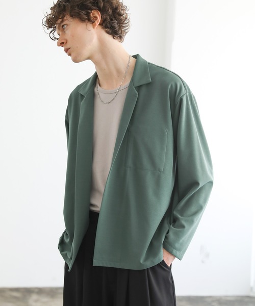 ASTRONOMY（アストロノミー）の「梨地ストレッチボタンレステーラードジャケット（テーラードジャケット・メンズ・グレー/ブラック/グリーン/ダークグレー/ベージュ・L/M）」の10枚目の写真